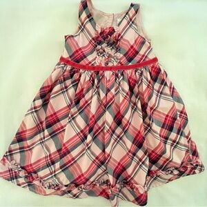 Gymboree Preppy Puppy Pink & Blue Plaid Dress